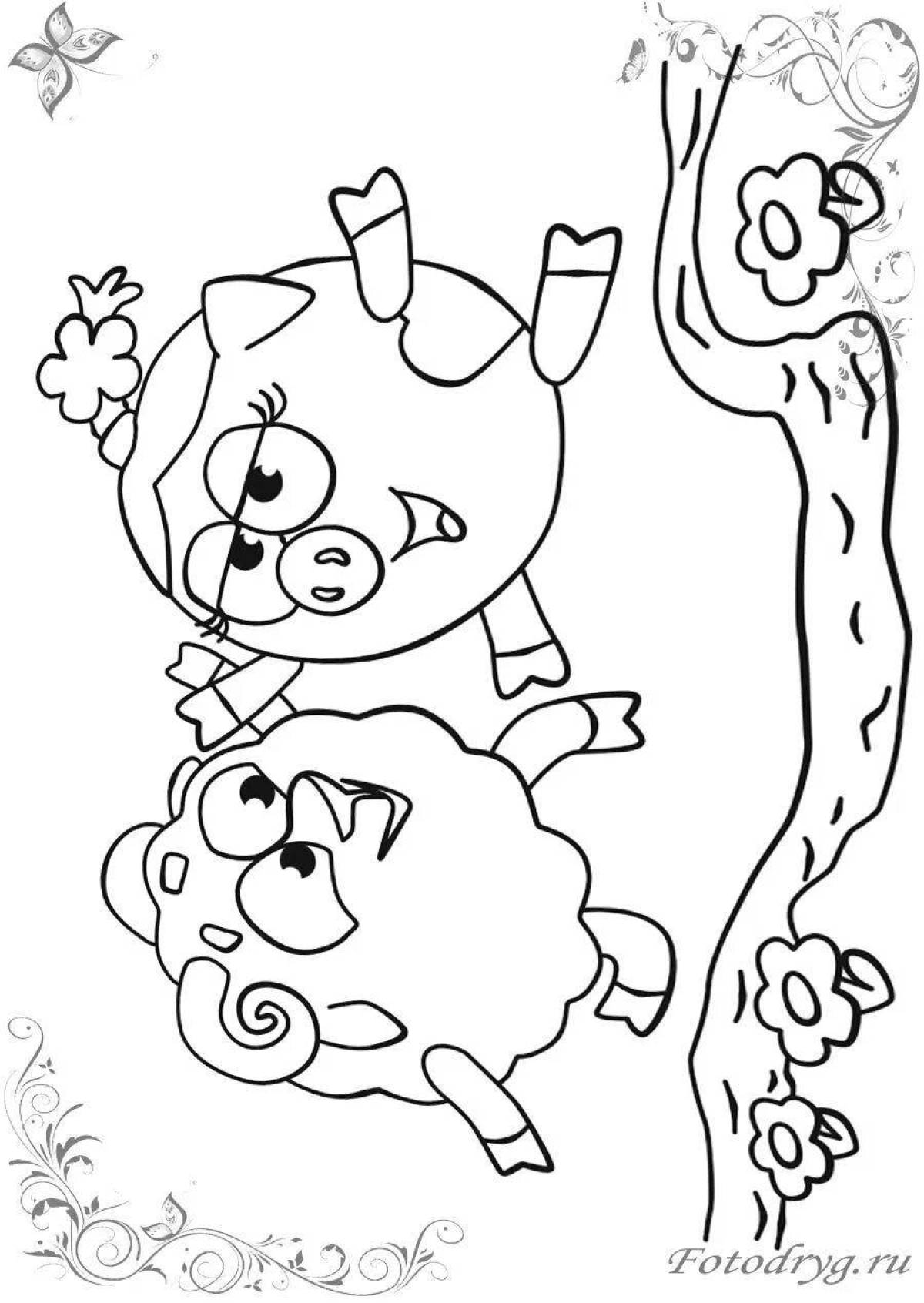 Photo Colorful coloring barash and nyusha