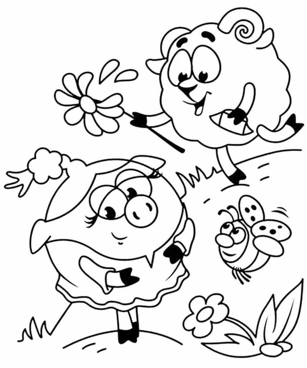 Photo Color-loving barash and nyusha coloring