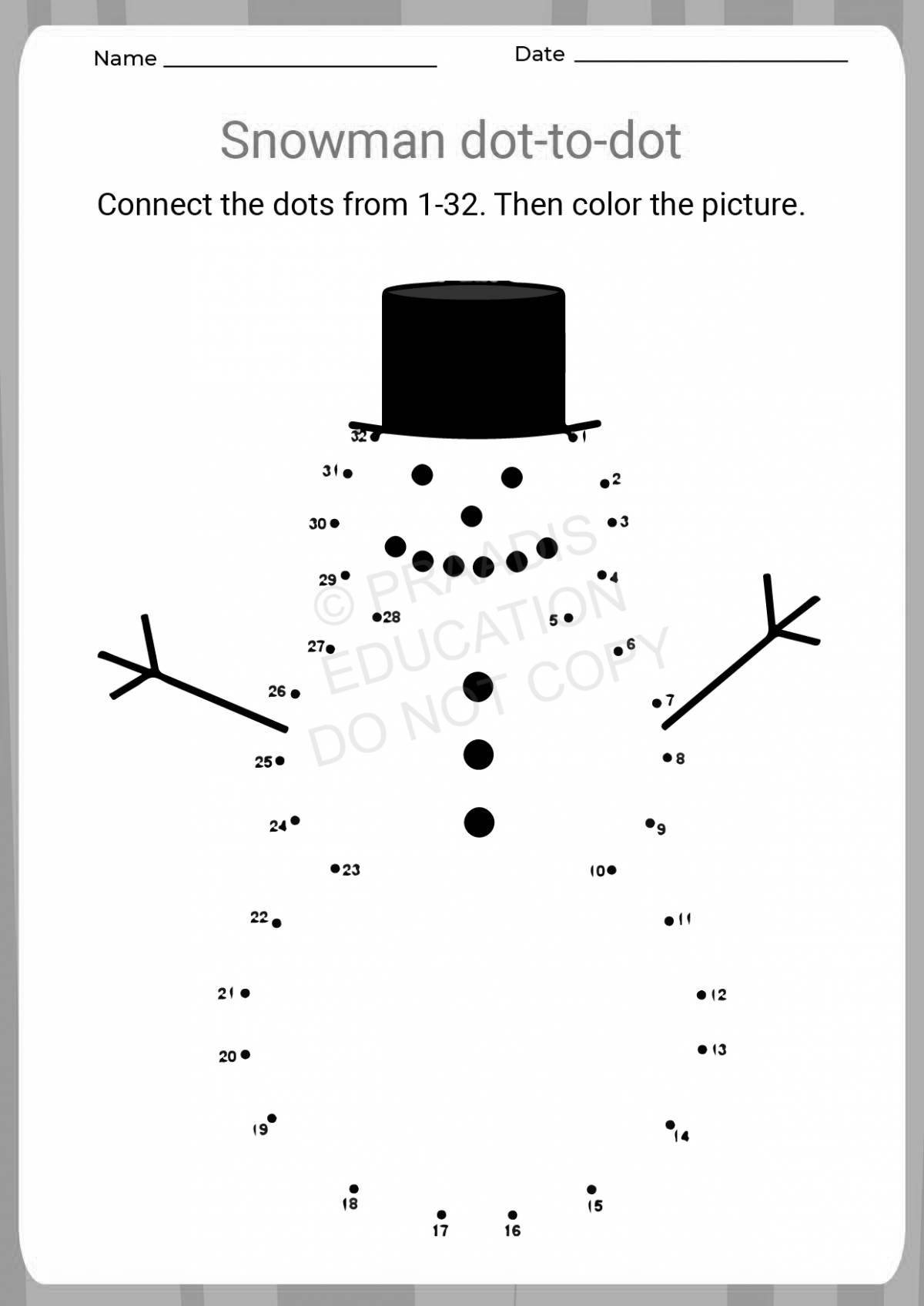 Adorable snowman coloring by numbers