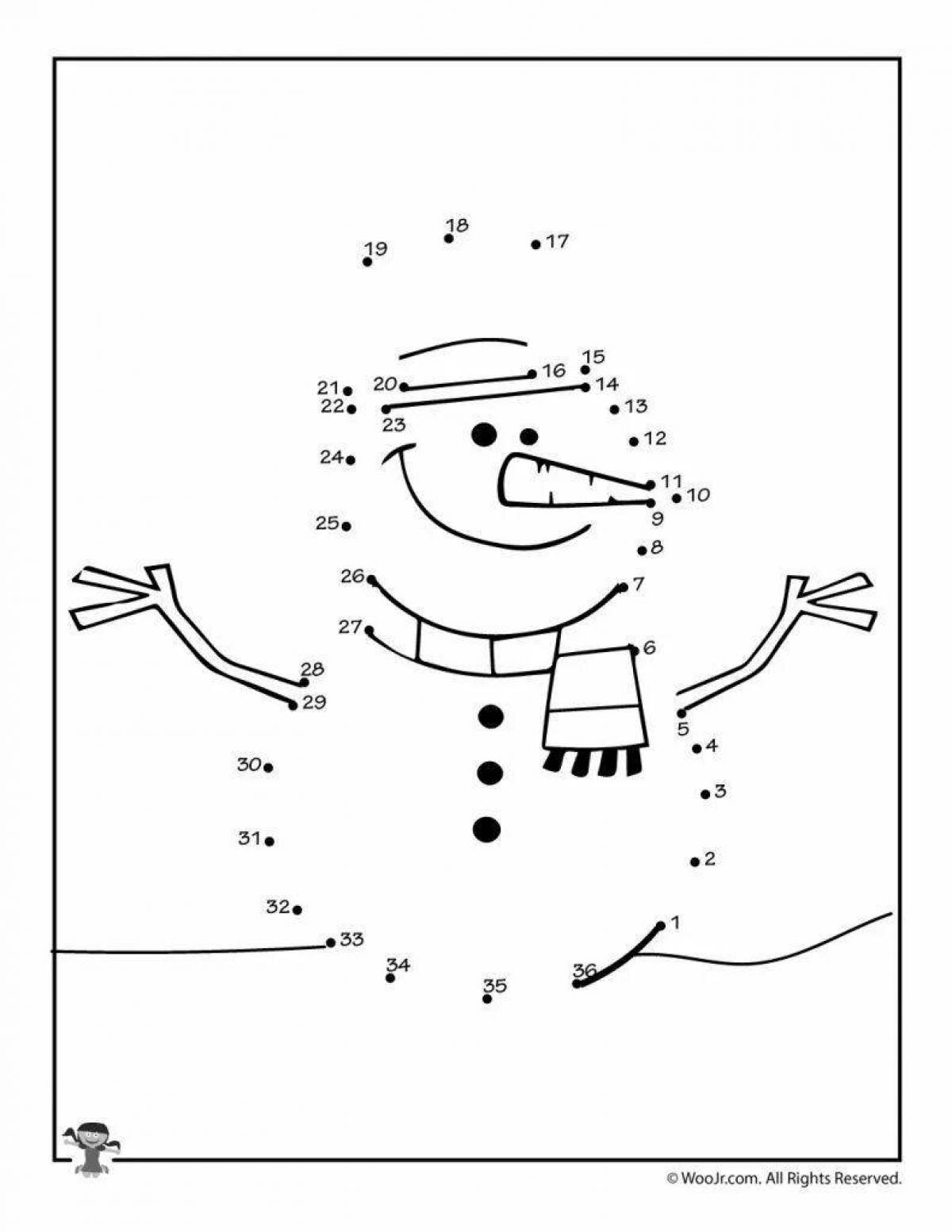Fancy snowman coloring by numbers