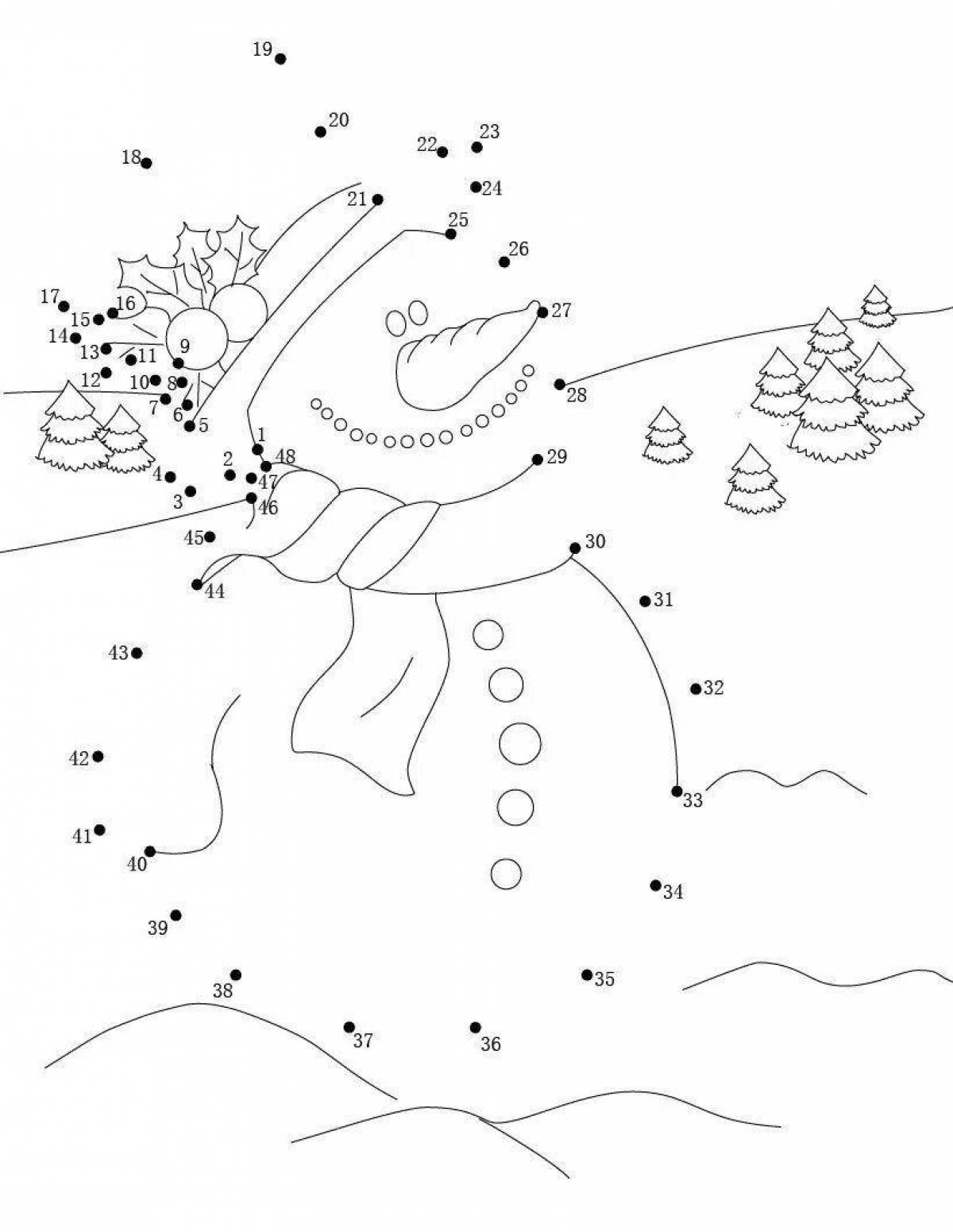 Gorgeous snowman coloring by numbers
