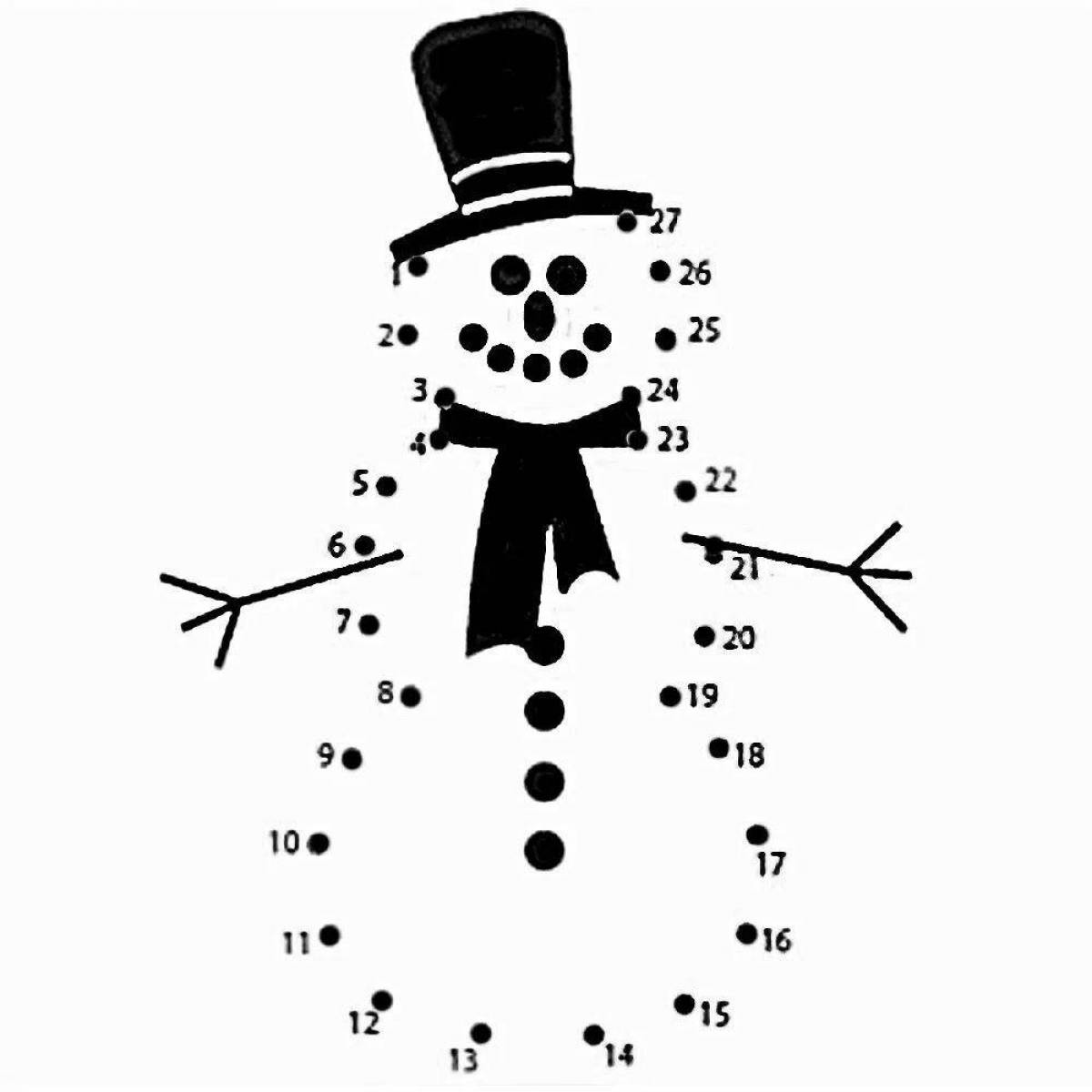 Dazzling snowman coloring by numbers