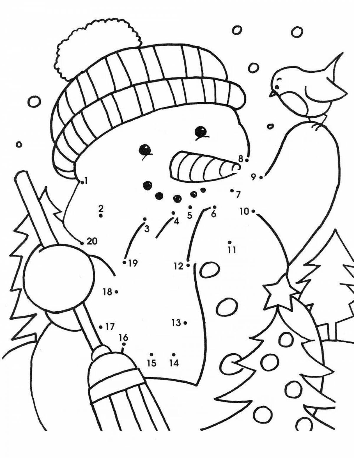 Glamorous coloring by numbers snowman