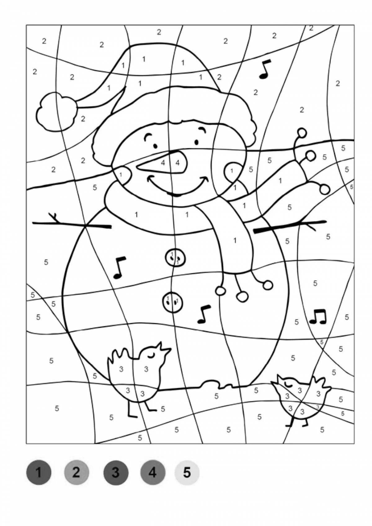 Big snowman coloring by numbers