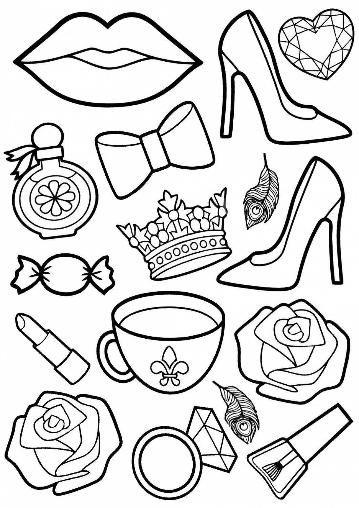 Coloring page nice accessories for girls
