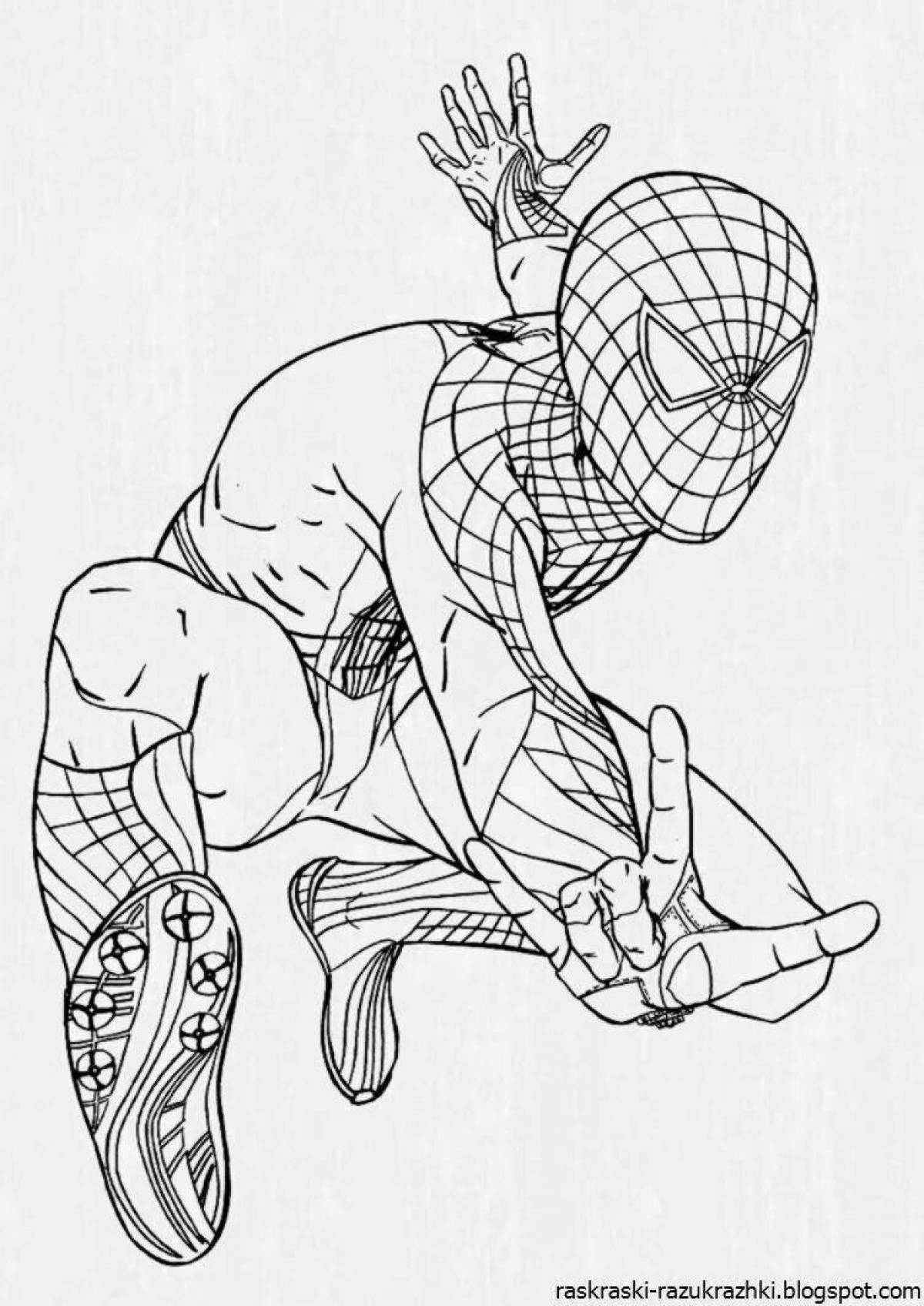 Intense coloring spider-man photo