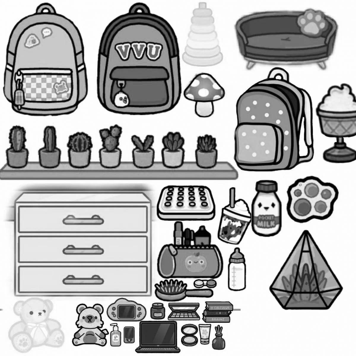 Toka dazzling backpack coloring page