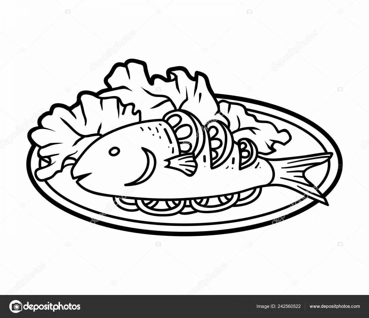 Креативная тарелка с едой раскраска