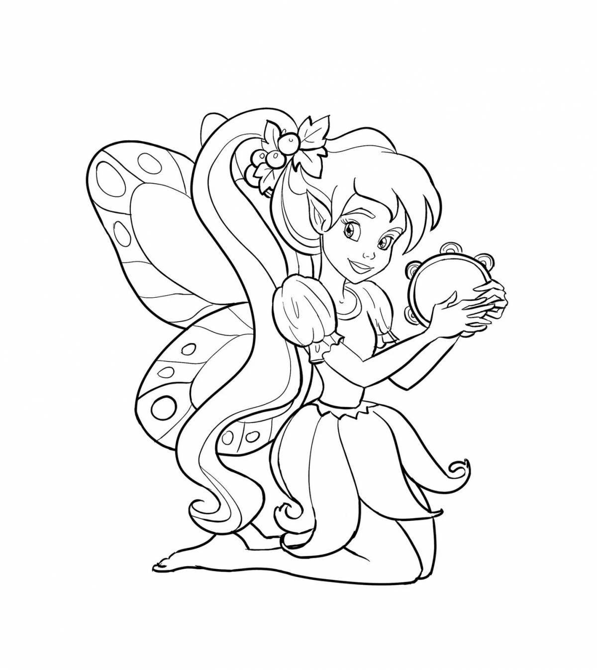 Sparkly fairy coloring pages for girls