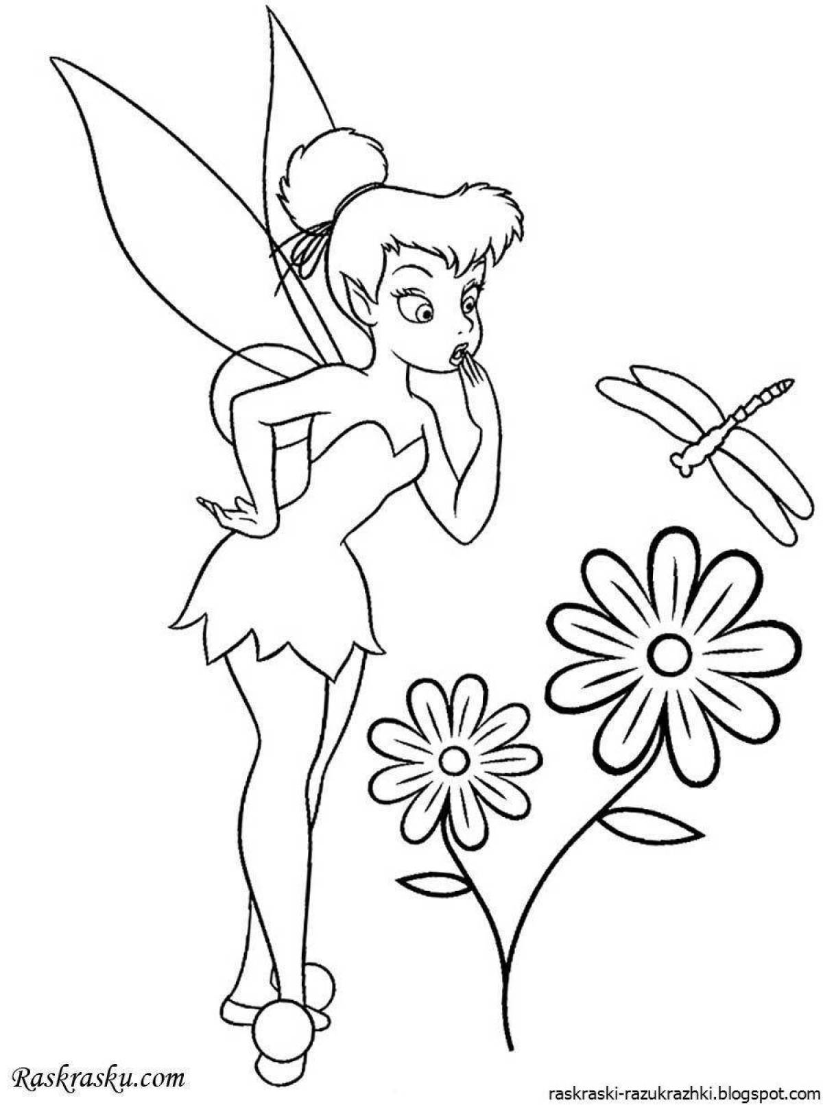 Glowing fairy coloring pages for girls