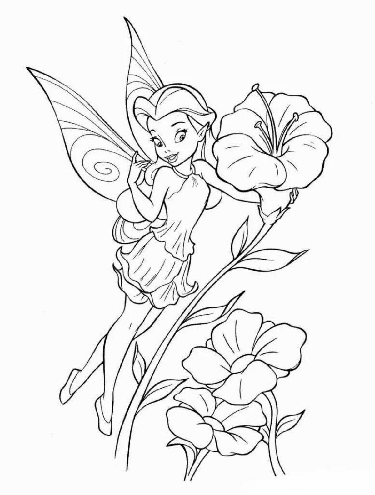 Sparkling fairy coloring pages for girls