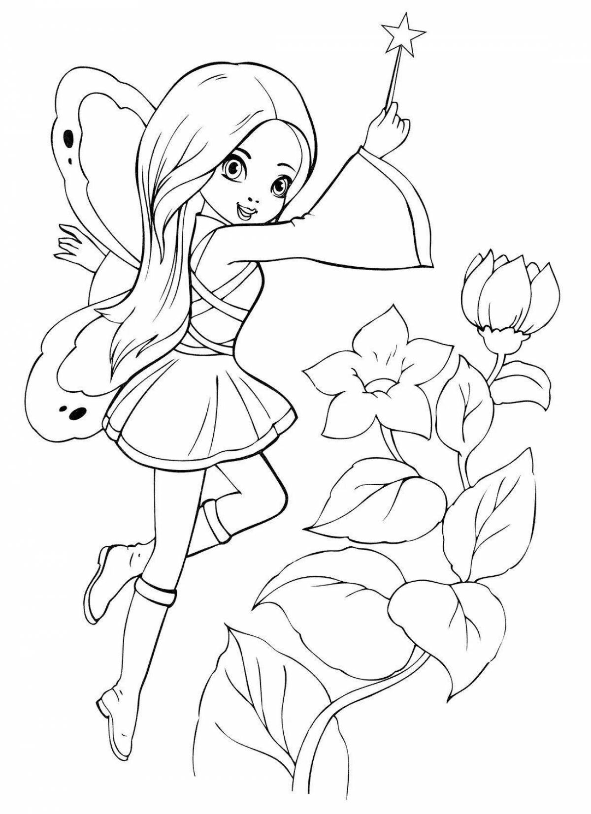 Witty fairy coloring pages for girls
