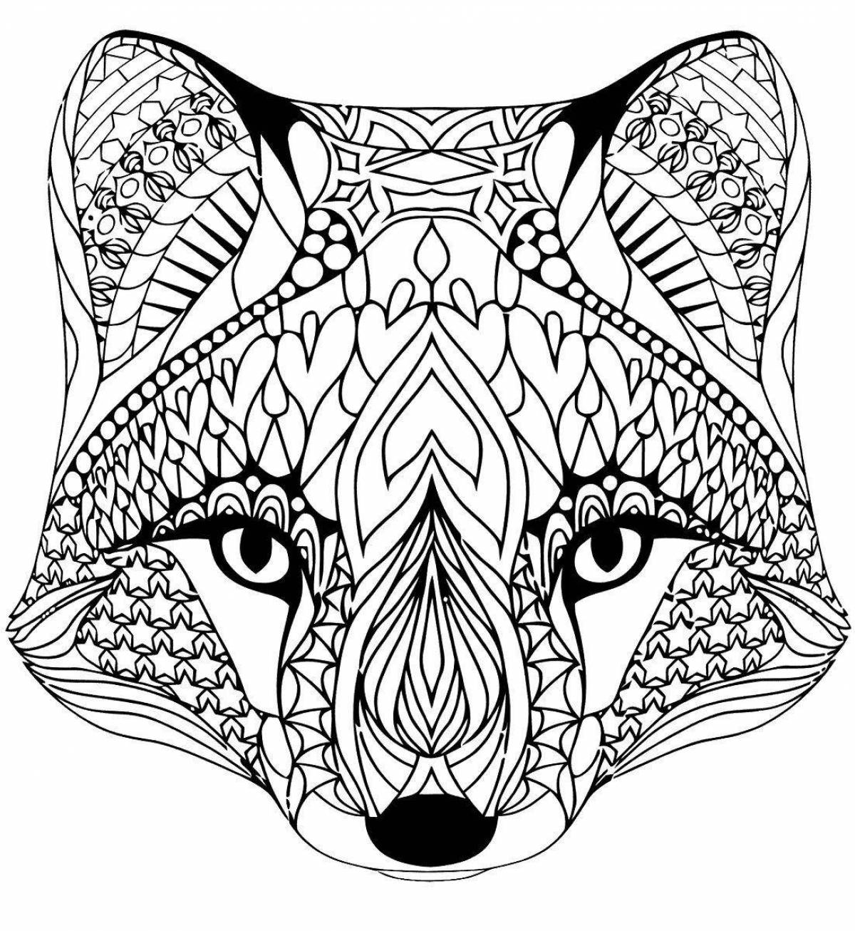 Radiant coloring page fox adult