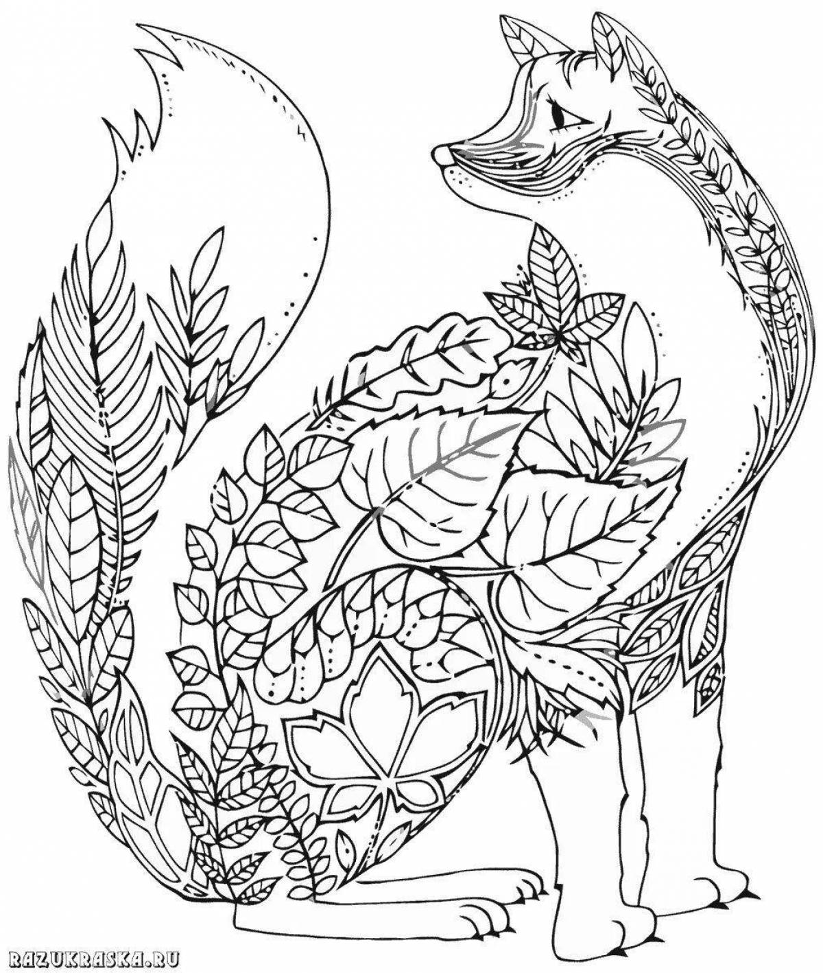 Beautiful fox coloring book for adults