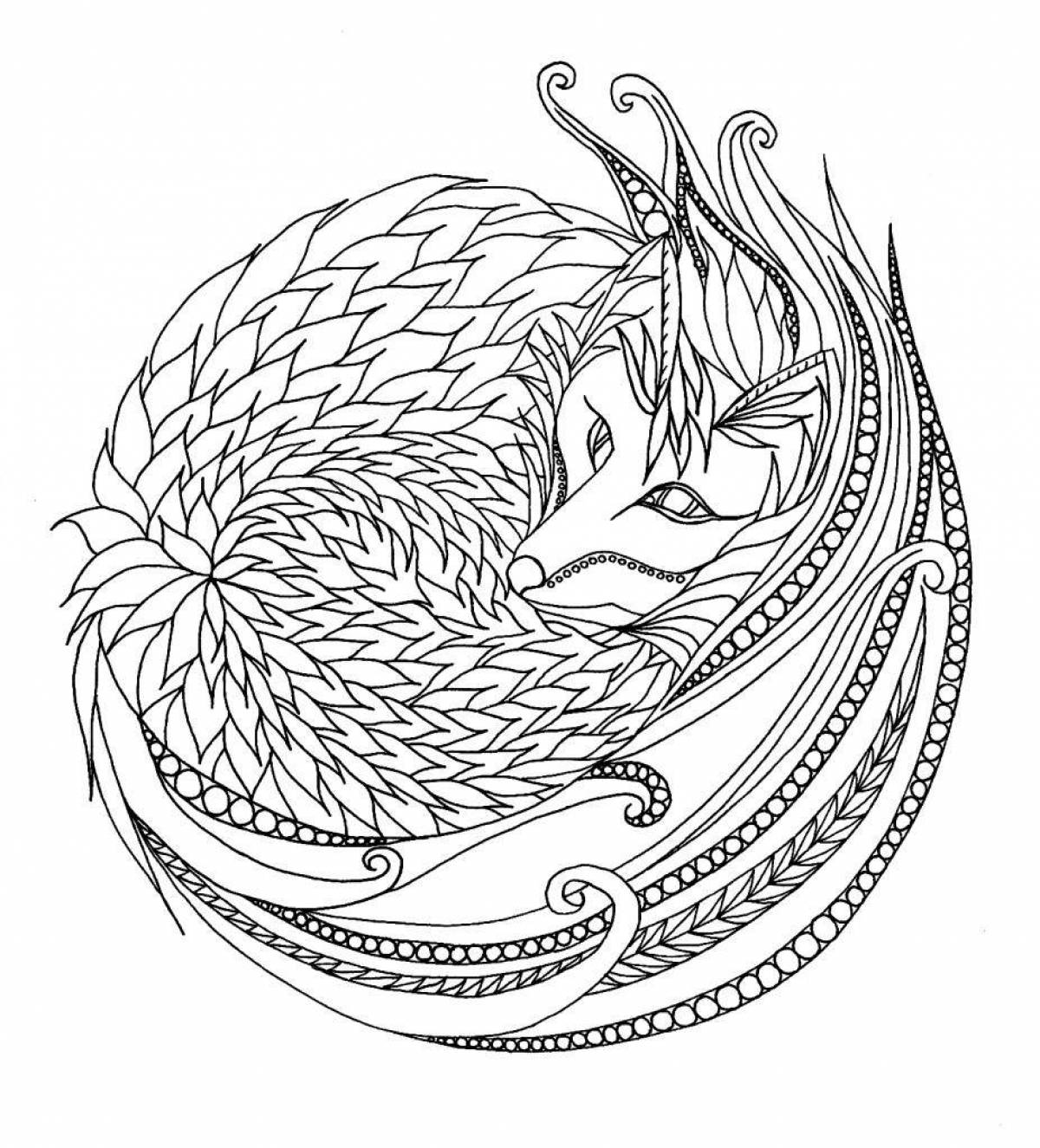 Elegant fox coloring book for adults