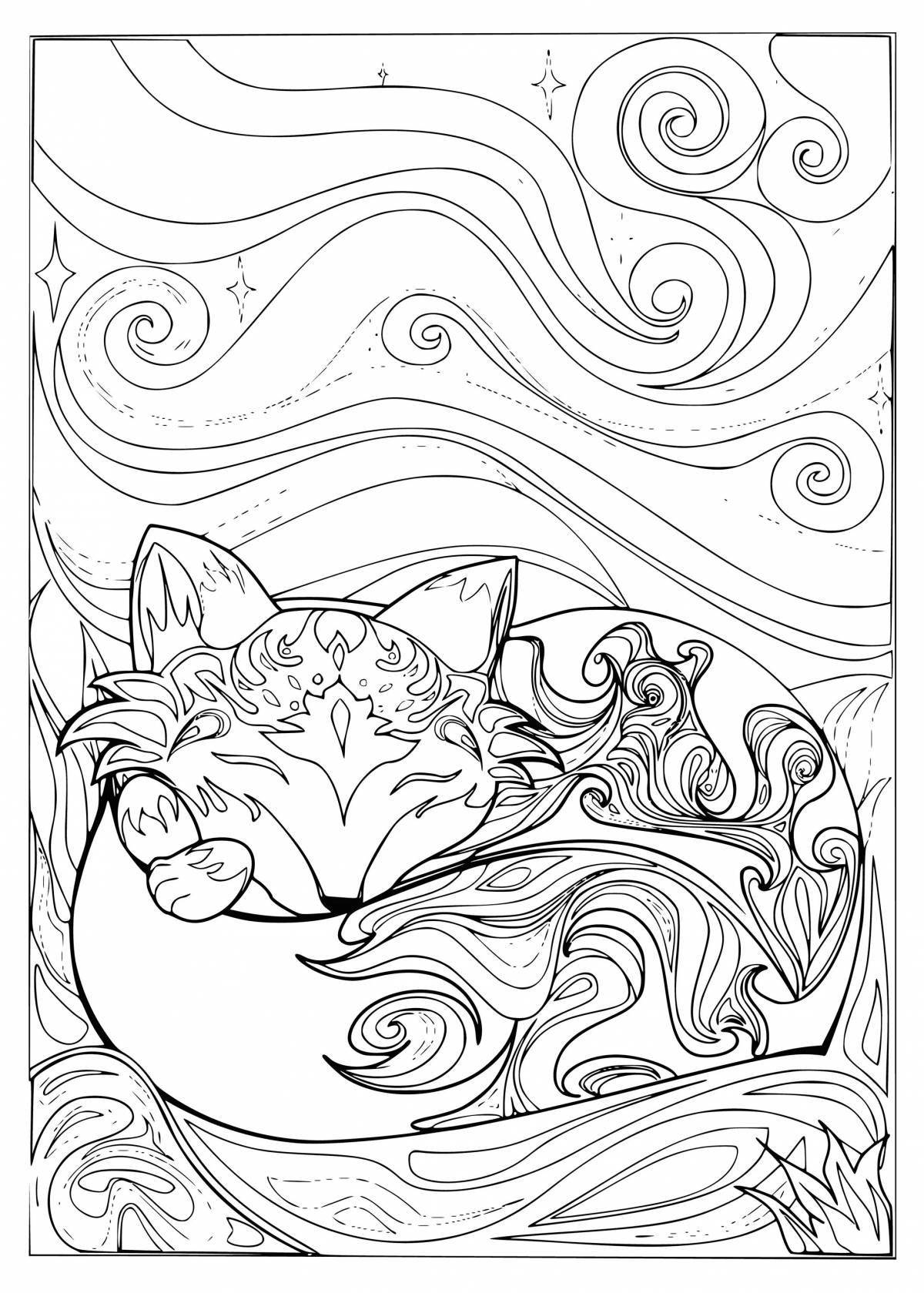 Delicate fox coloring for adults