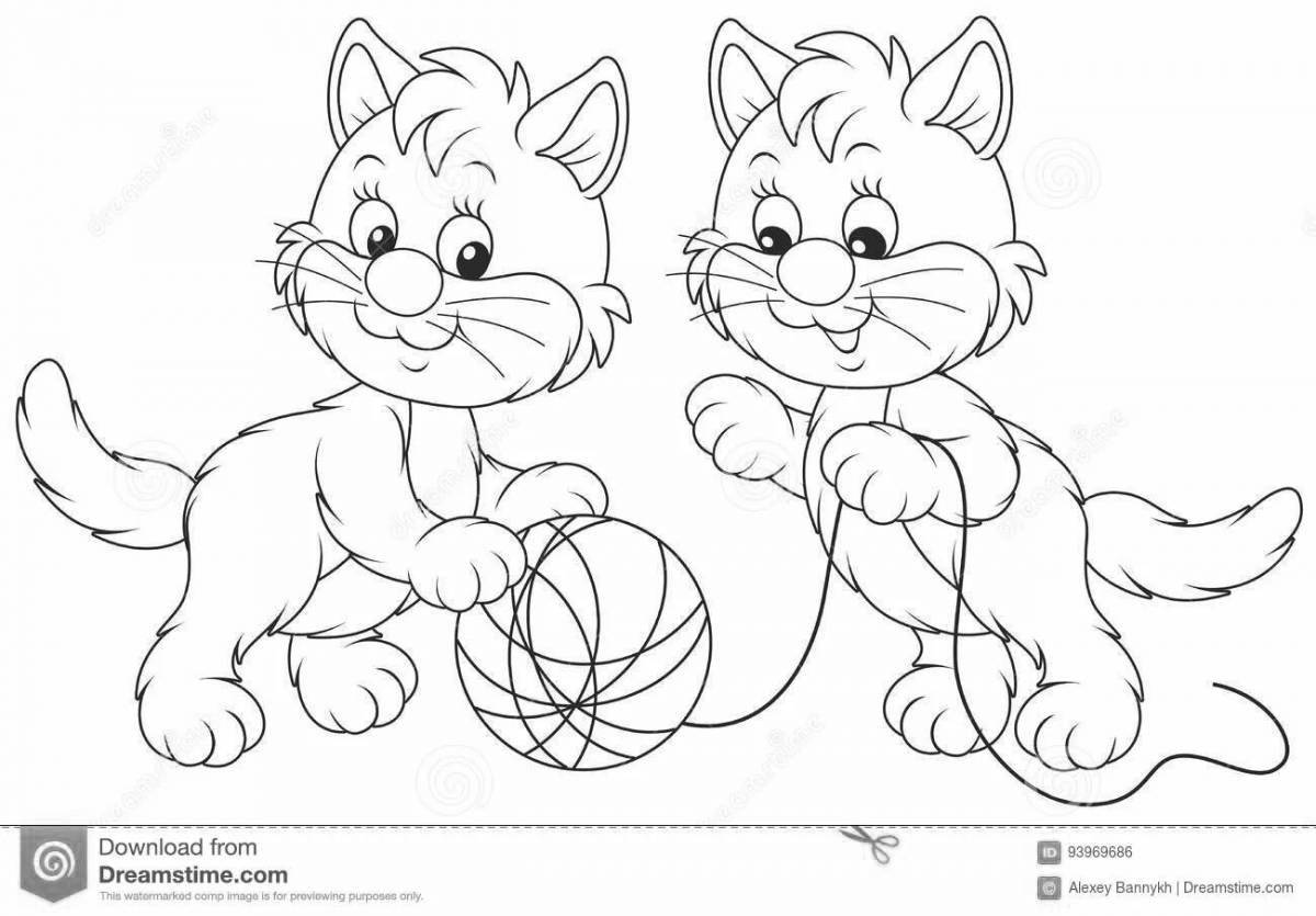 Cute cat with ball coloring book