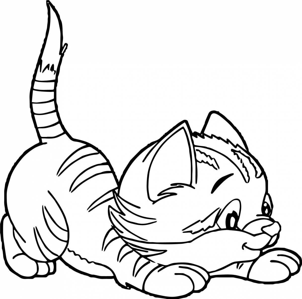 Coloring animated cat with a ball