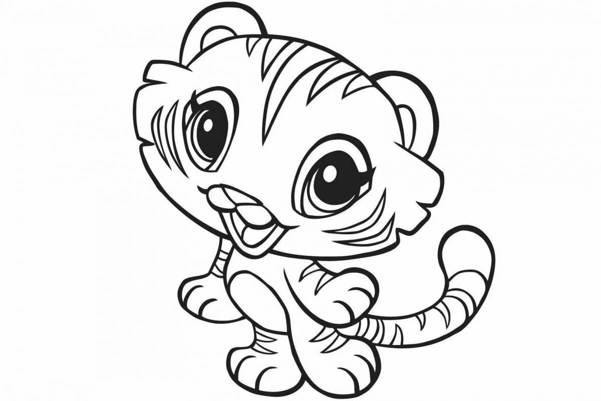 Coloring page charming tigress with cub