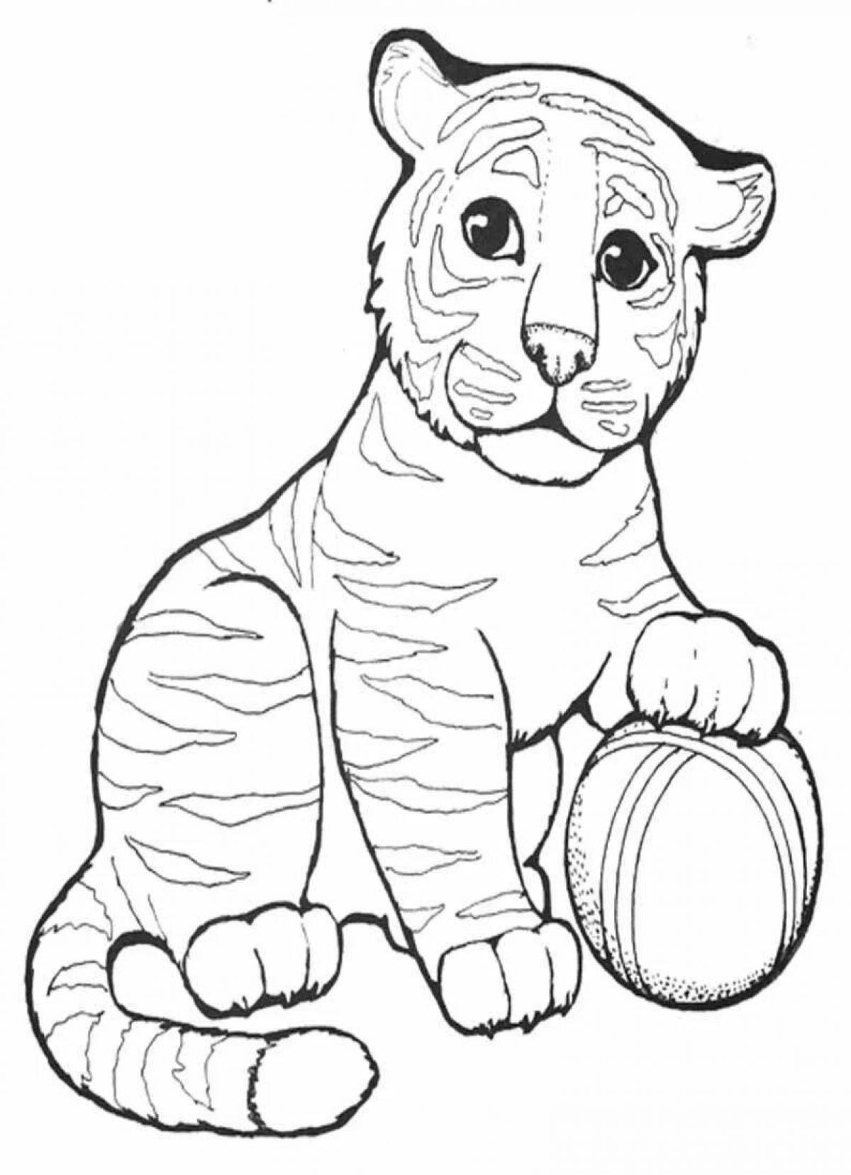 Live tigress with cub coloring book