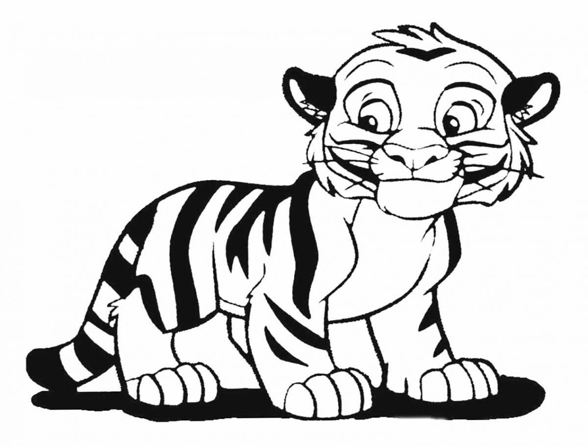 Coloring page peaceful tigress with cub