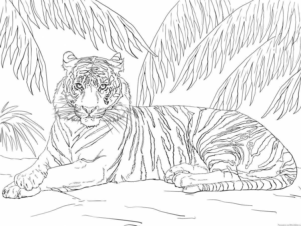 Coloring page funny tigress with cub