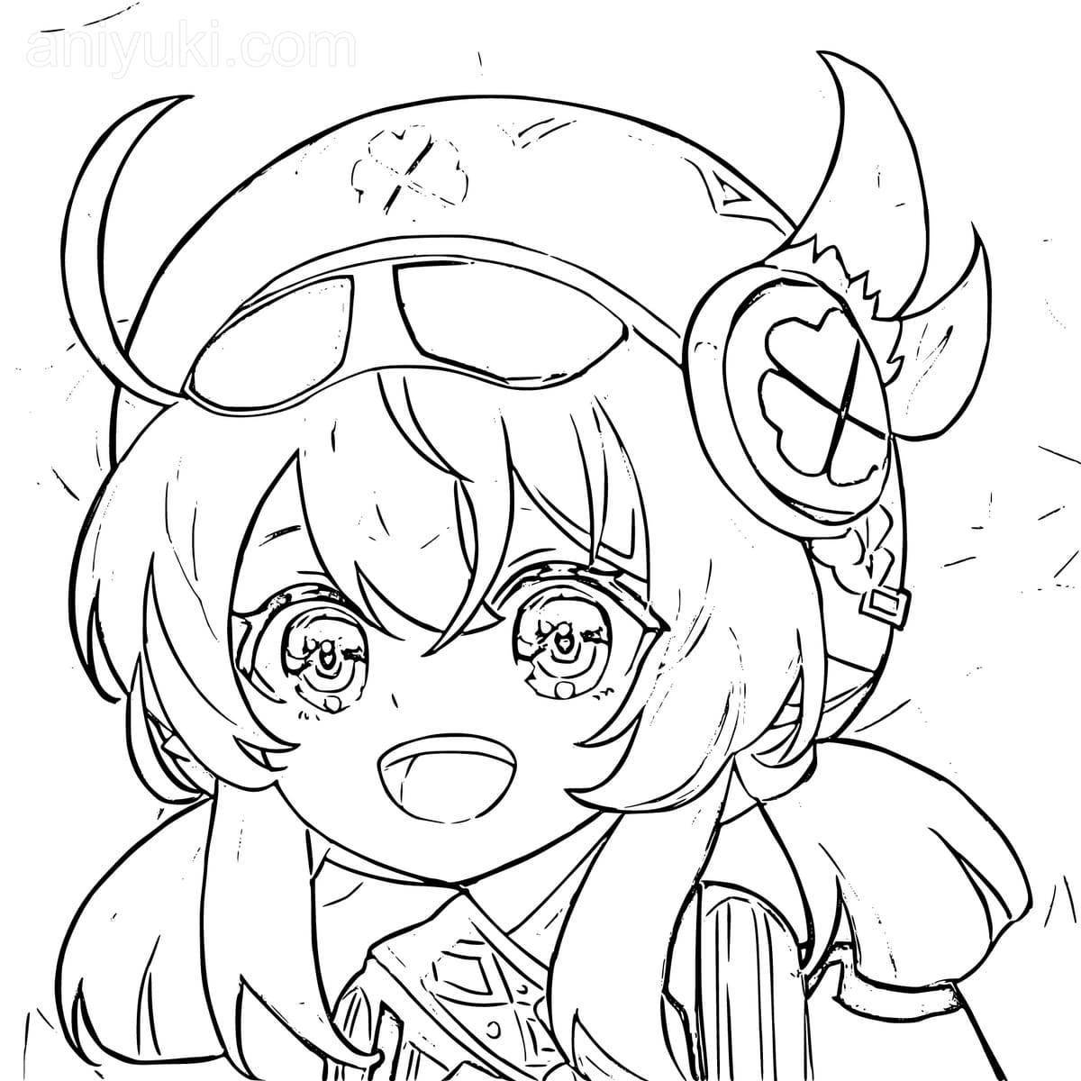 Coloring book sparkling chibi hu tao