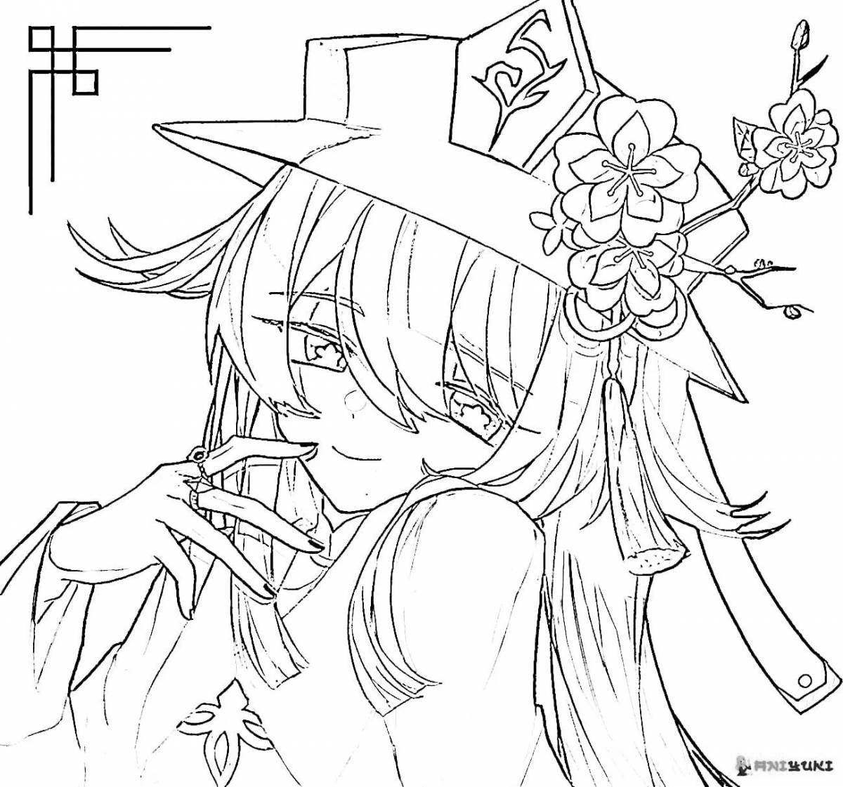 Chibi hu tao style coloring book