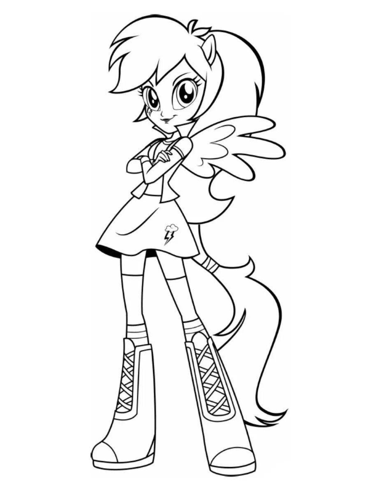 Radiant coloring page rainbow dash girl