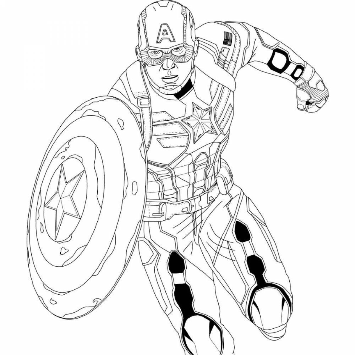 Coloring page glorious captain america zombie