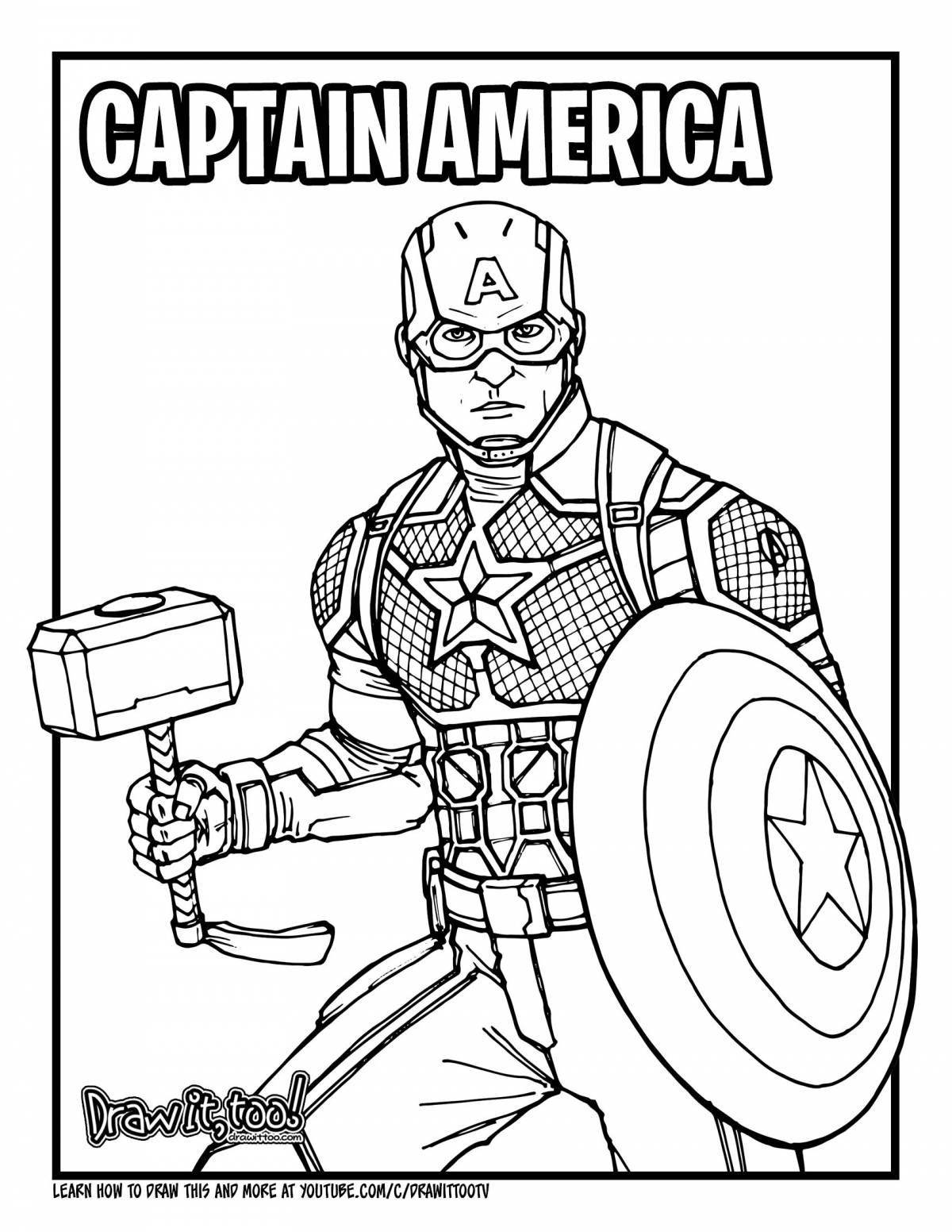 Captain America's intriguing zombie coloring page