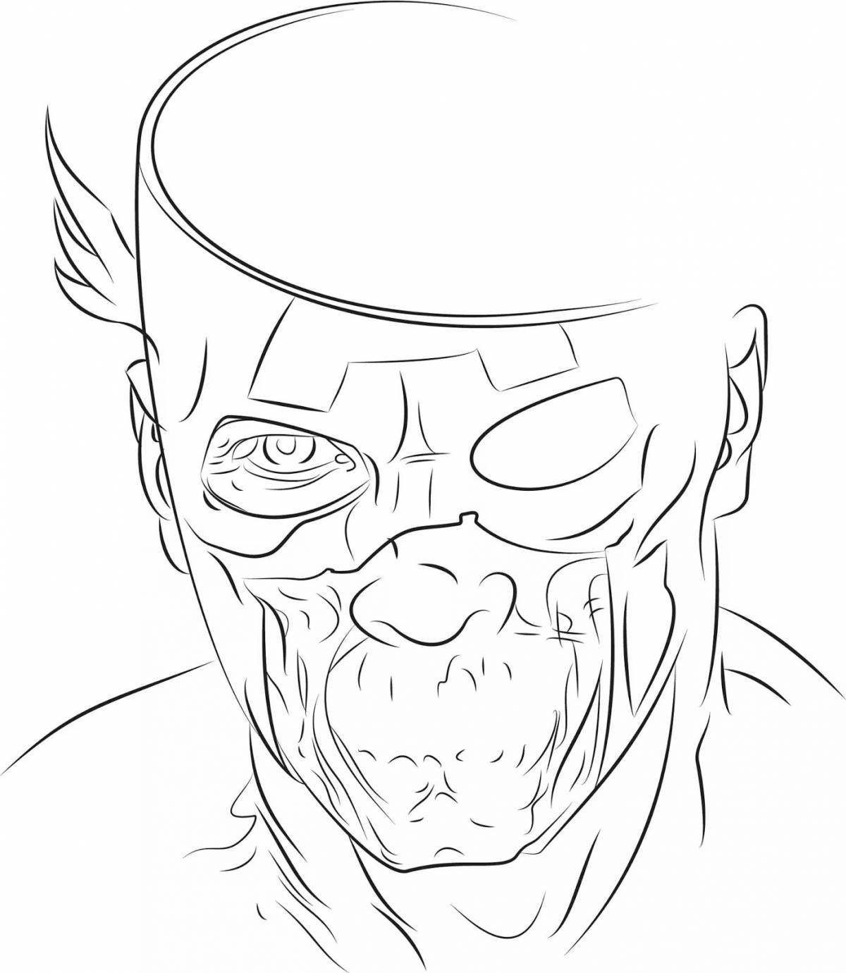 Captain America zombie coloring page