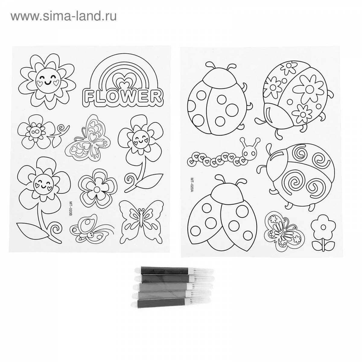 Colorful self-expression coloring book stickers