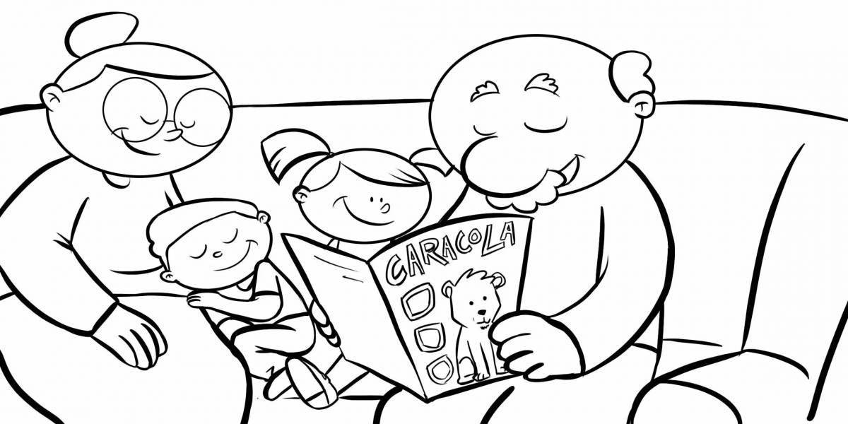 Coloring page playful grandparents