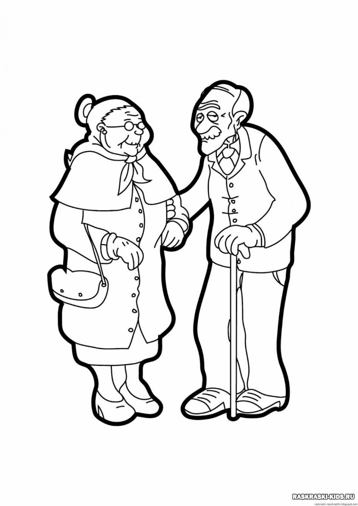 Coloring page kind grandparents