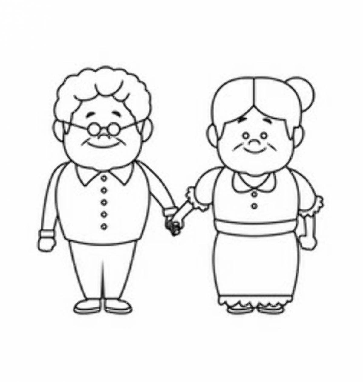 Coloring page kind grandfather and grandmother