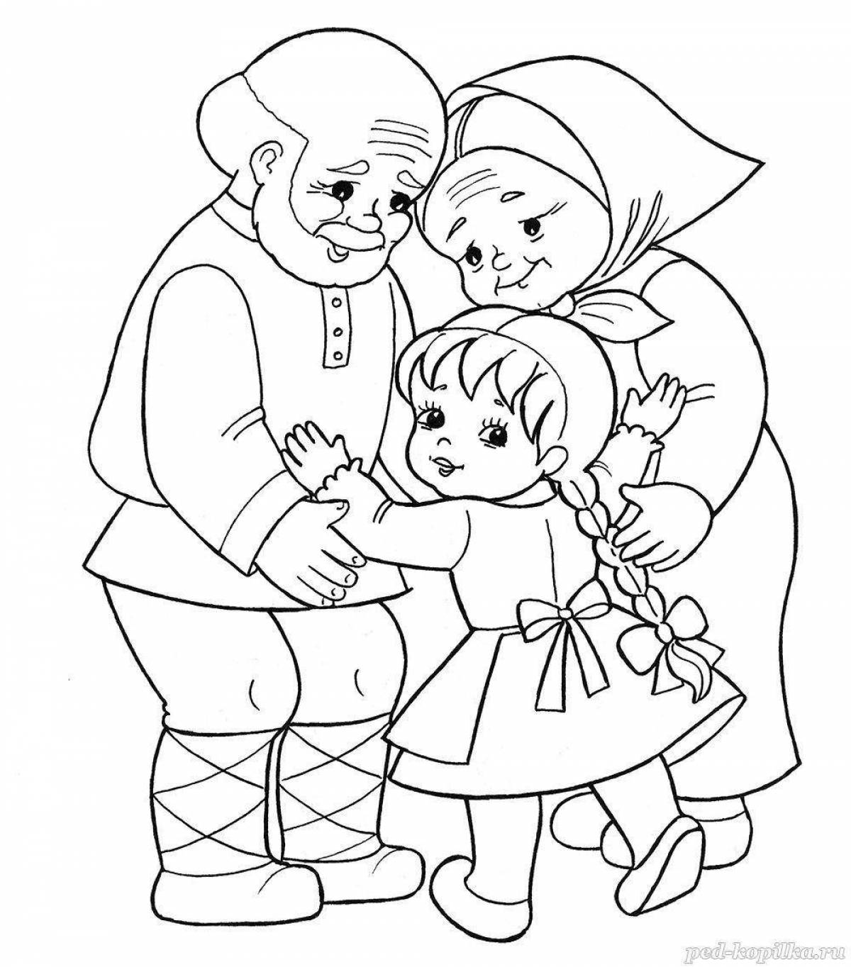 Glowing grandparents coloring page
