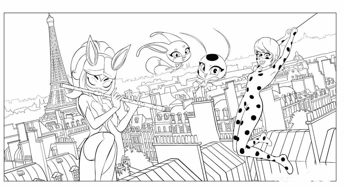 Coloring page playful ladybug