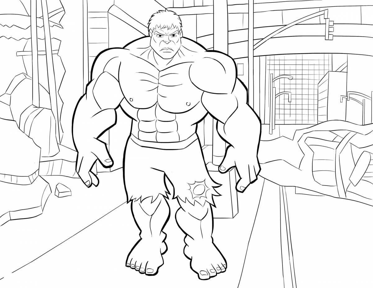 Majestic hulk and thor coloring page