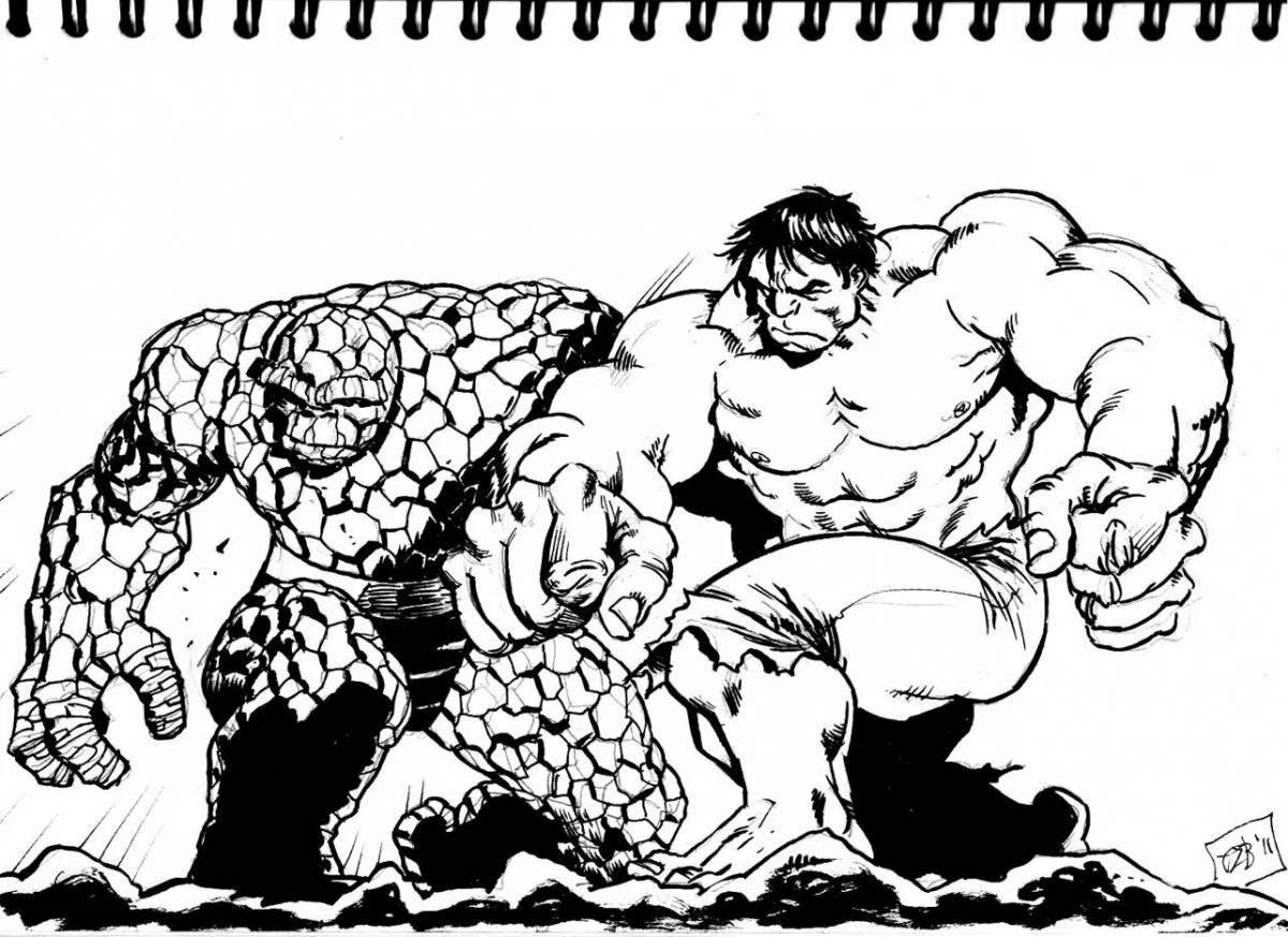 Rampant Hulk and Thor coloring book