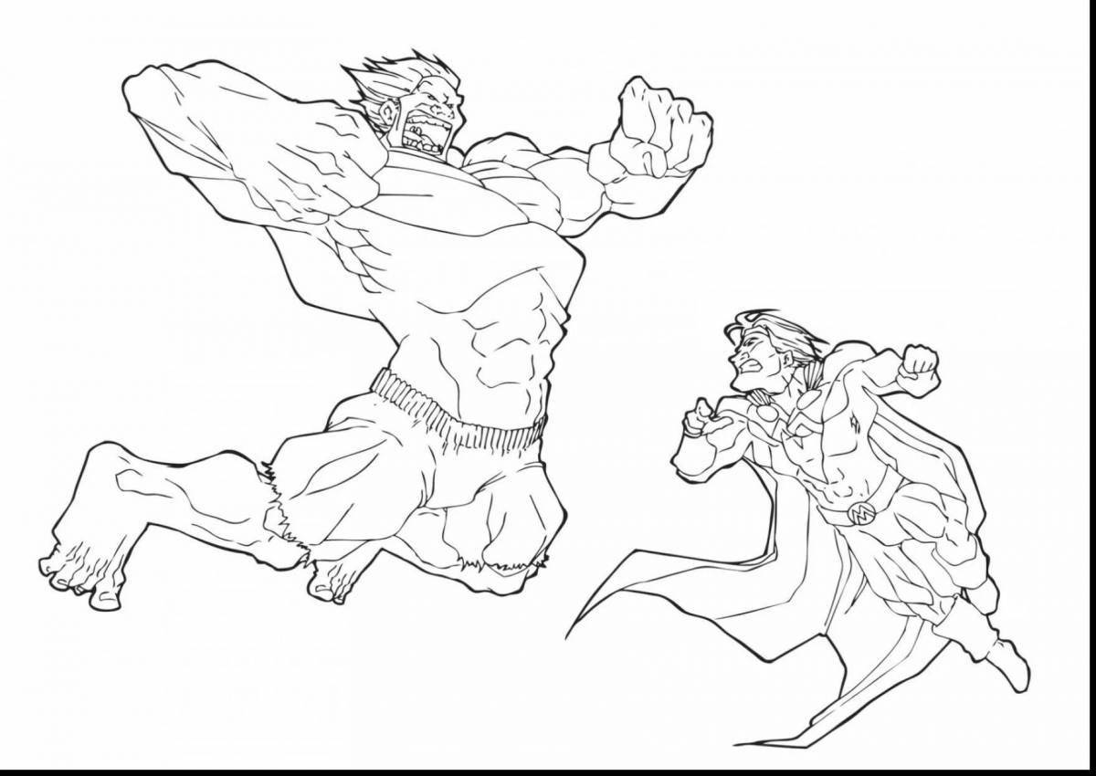 Brilliantly detailed Hulk and Thor coloring book