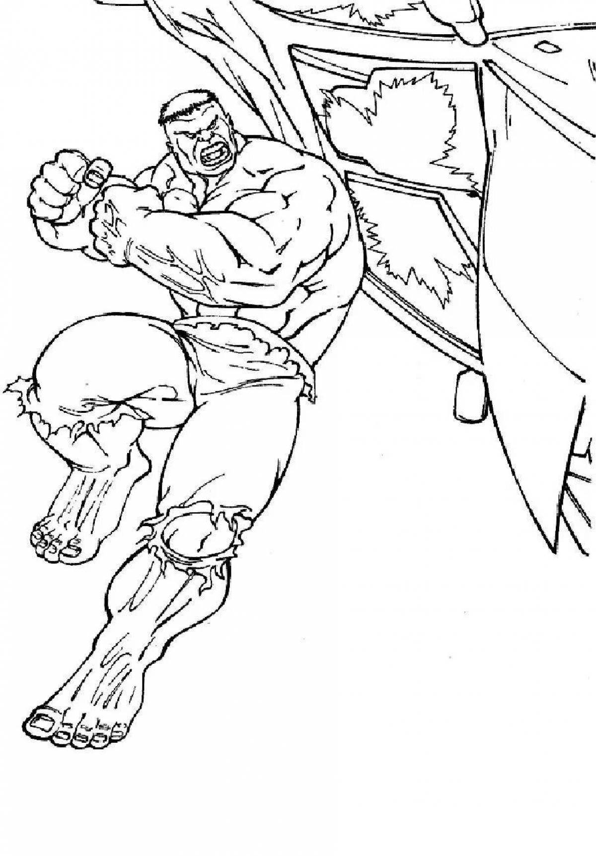 Brightly colored Hulk and Thor coloring page