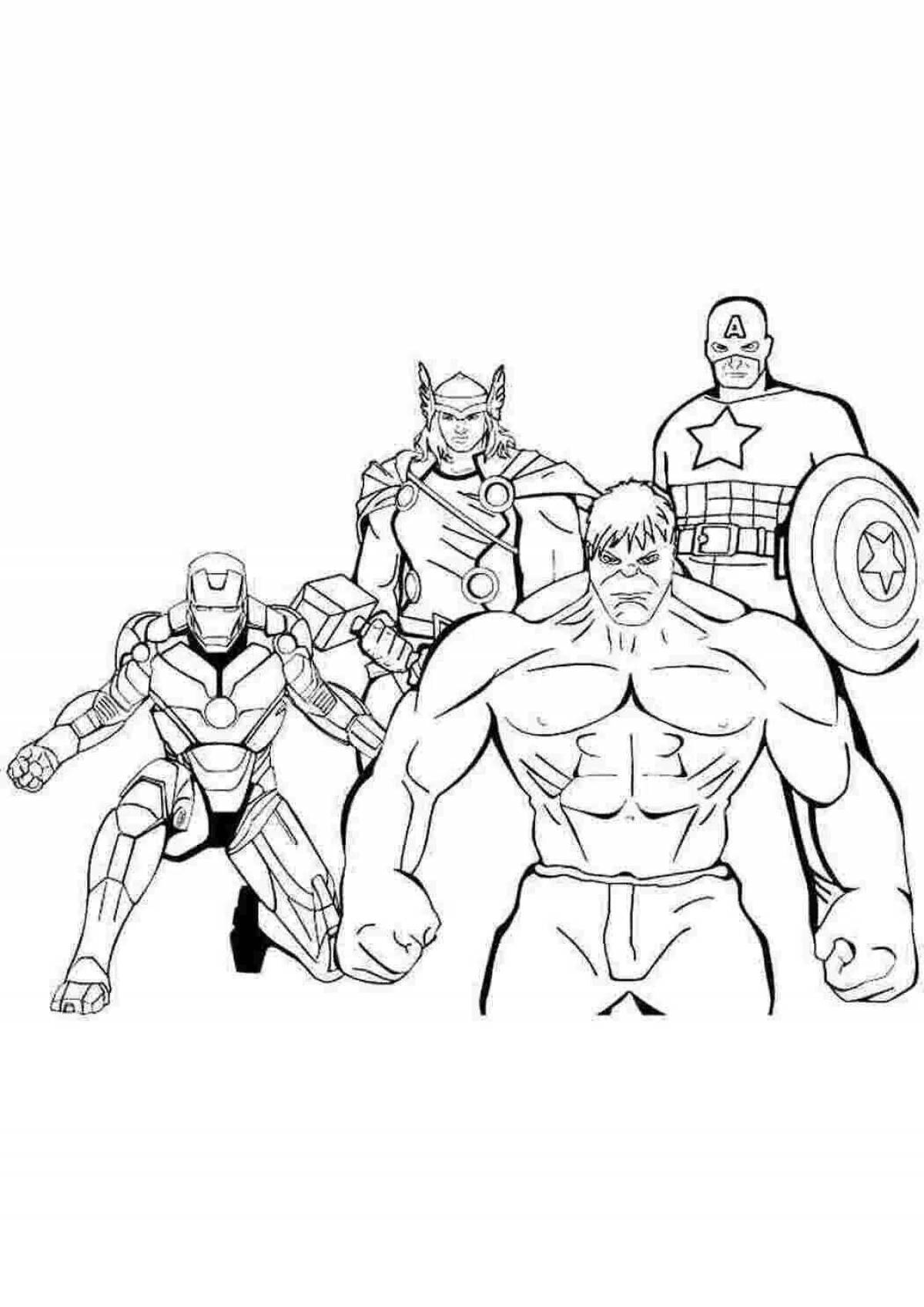 Hulk and Thor detailed coloring page