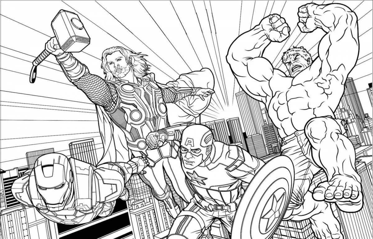 Highly detailed Hulk and Thor coloring book