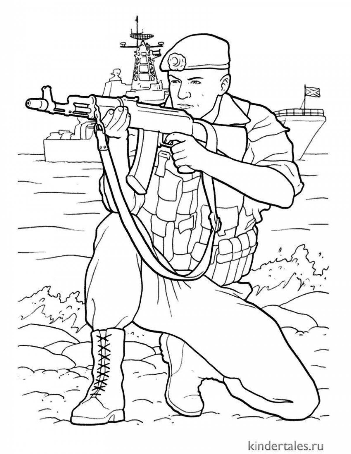 Joyful infantry coloring for juniors