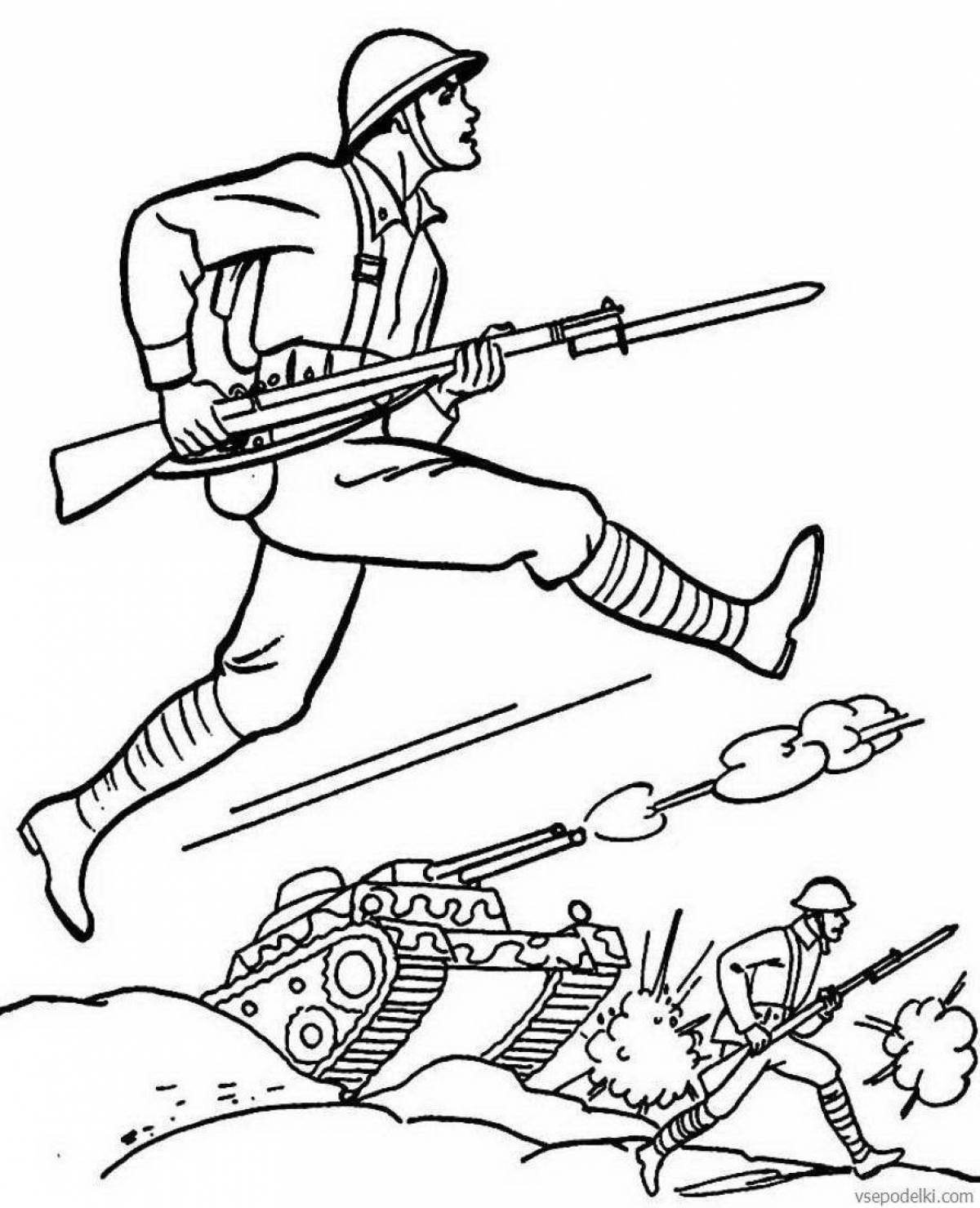 Анимированная страница раскраски пехоты для учащихся