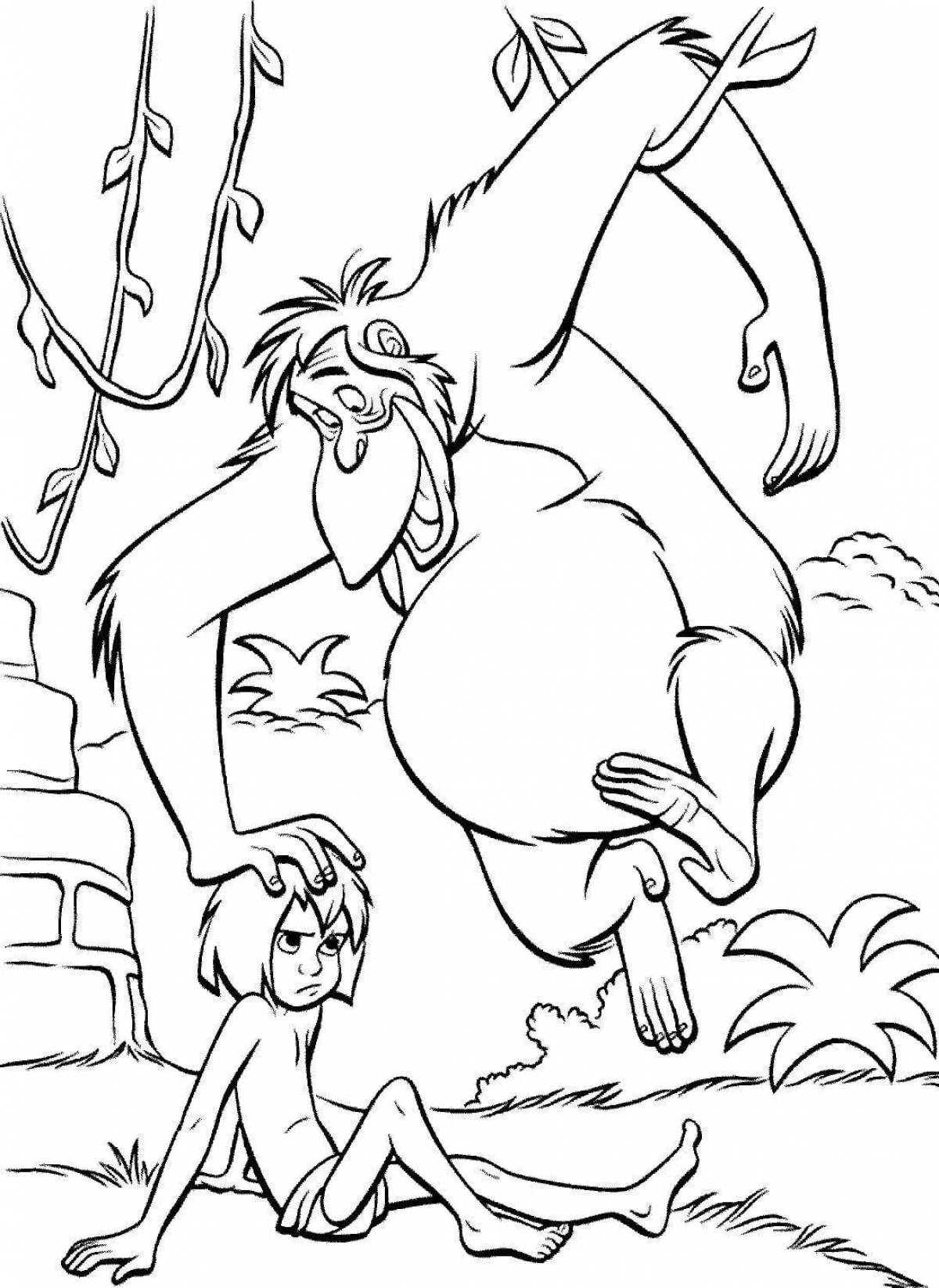 Coloring page playful mowgli