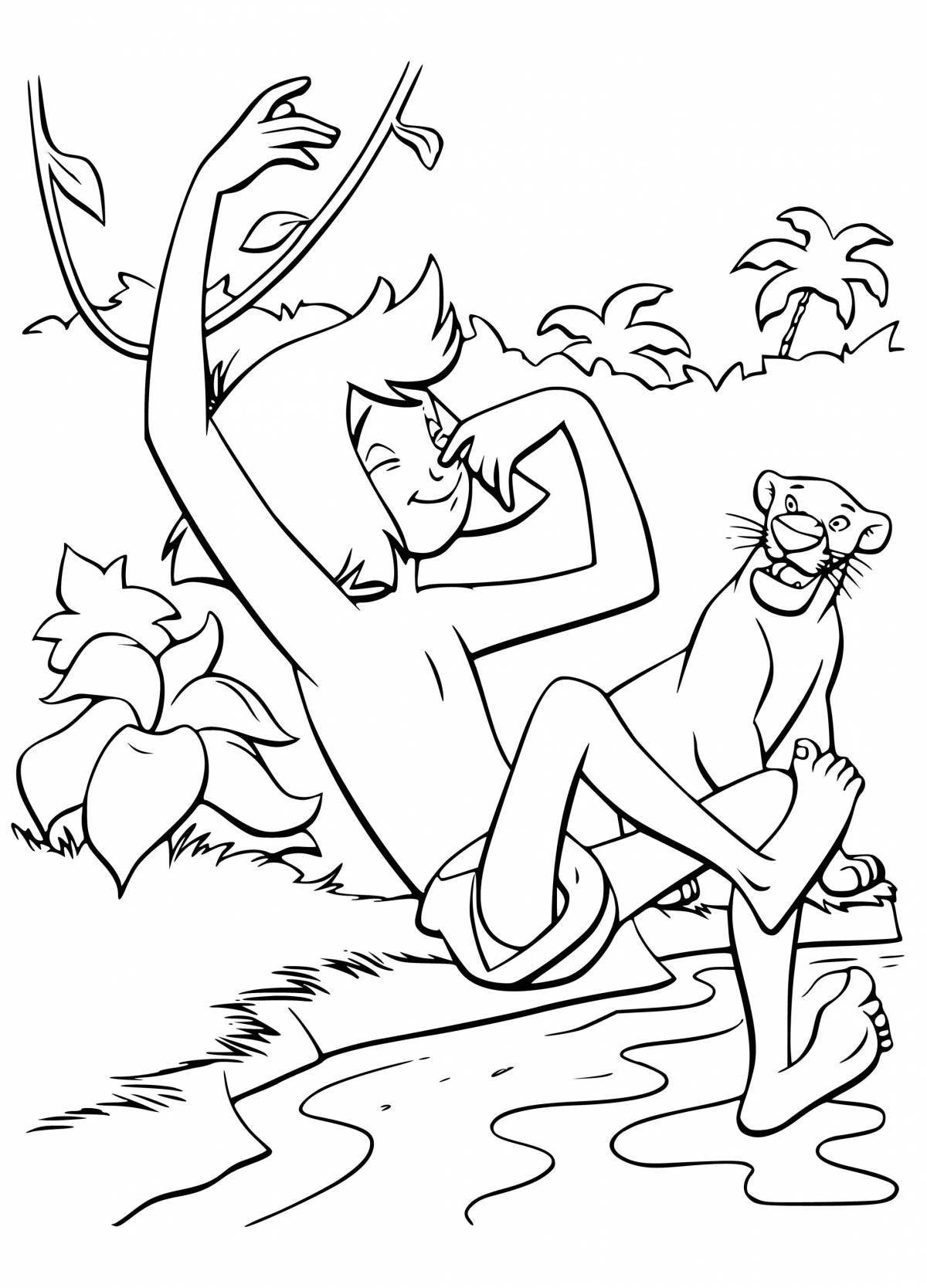 Crazy Mowgli coloring page