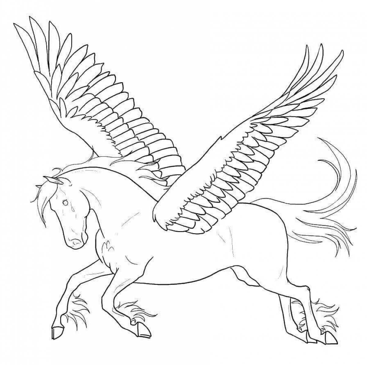 Exquisite coloring unicorn with wings