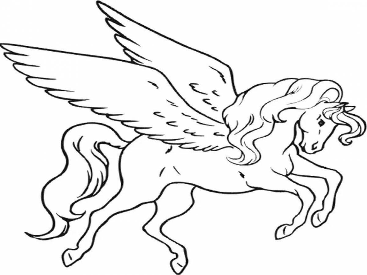 Elegant coloring unicorn with wings